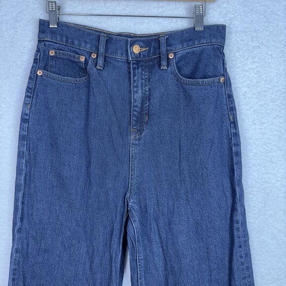 J. Crew Wide Leg Trouser Jeans Womens Sz 29 Dark Blue Denim High Rise Stretch - Picture 2 of 16